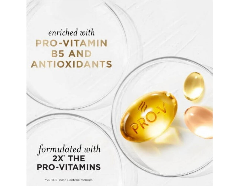 Pantene label close-up highlighting Pro-V nutrients and antioxidant benefits