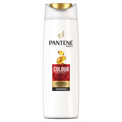 Lifestyle bathroom scene with Pantene bottle showing daily routine benefit