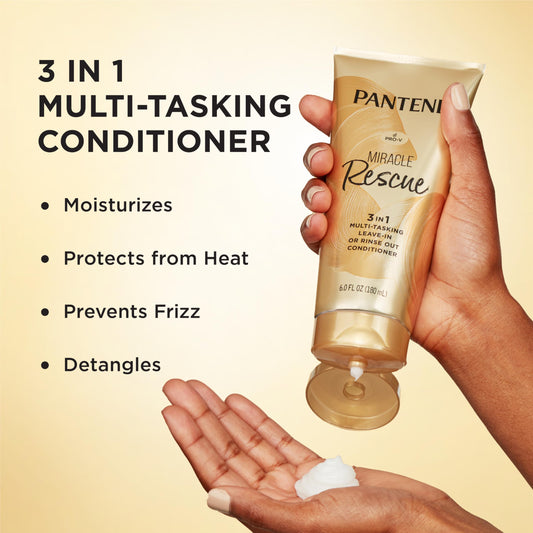 Pantene Miracle Rescue back label with application directions and ingredient highlights for informed use