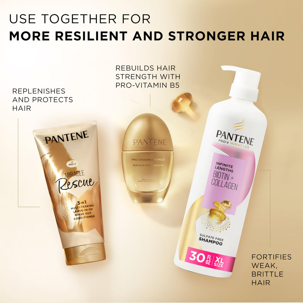 Pantene Miracle Rescue applied in shower on wet hair demonstrating rinse-off conditioning benefit
