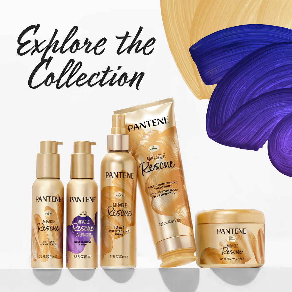 Clear shot of Pantene label and ingredients emphasizing vitamin-rich restorative benefit