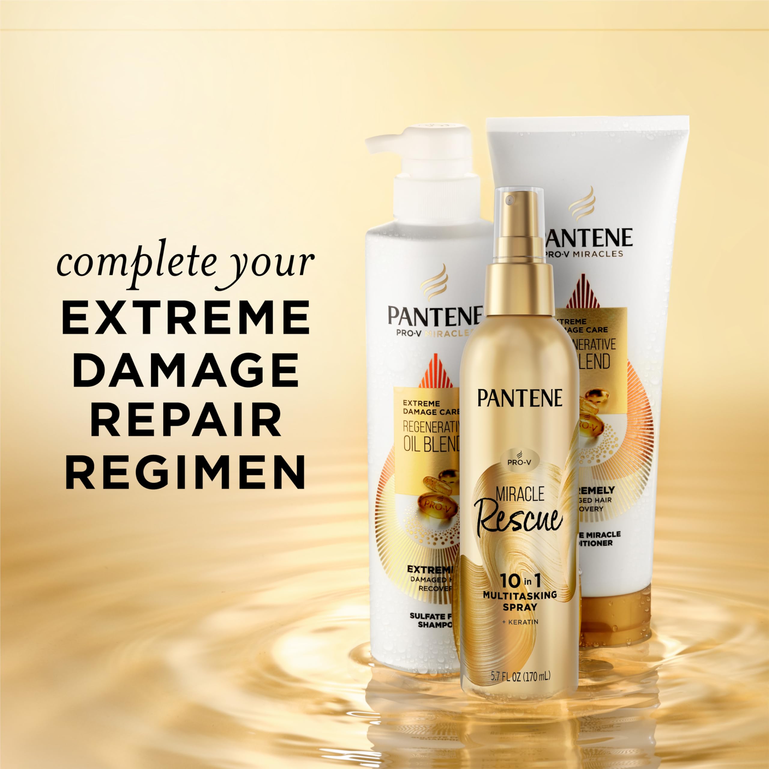 Pantene Miracle Rescue applied before heat styling showing protection during blow-dry
