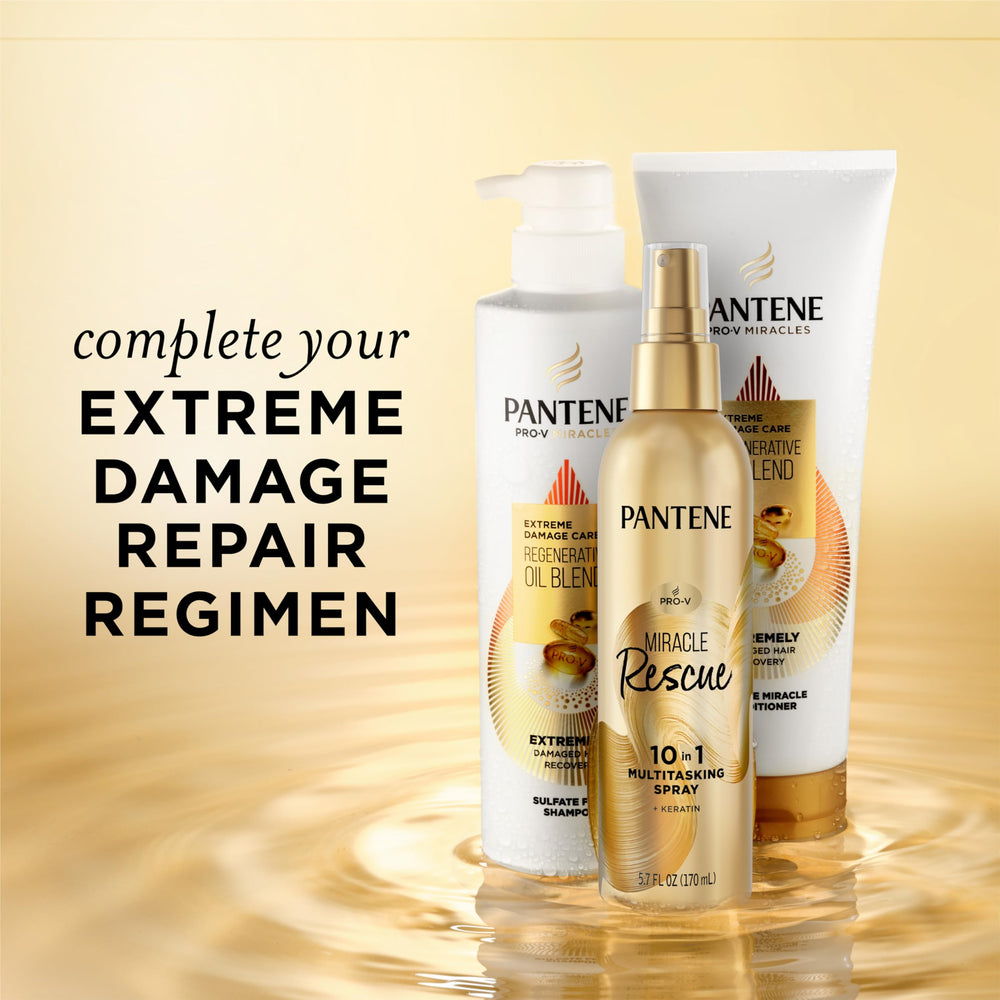 Pantene Miracle Rescue applied before heat styling showing protection during blow-dry