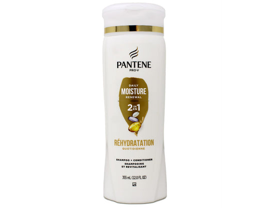 Pantene front bottle view showing 12 oz packaging and clear product benefits