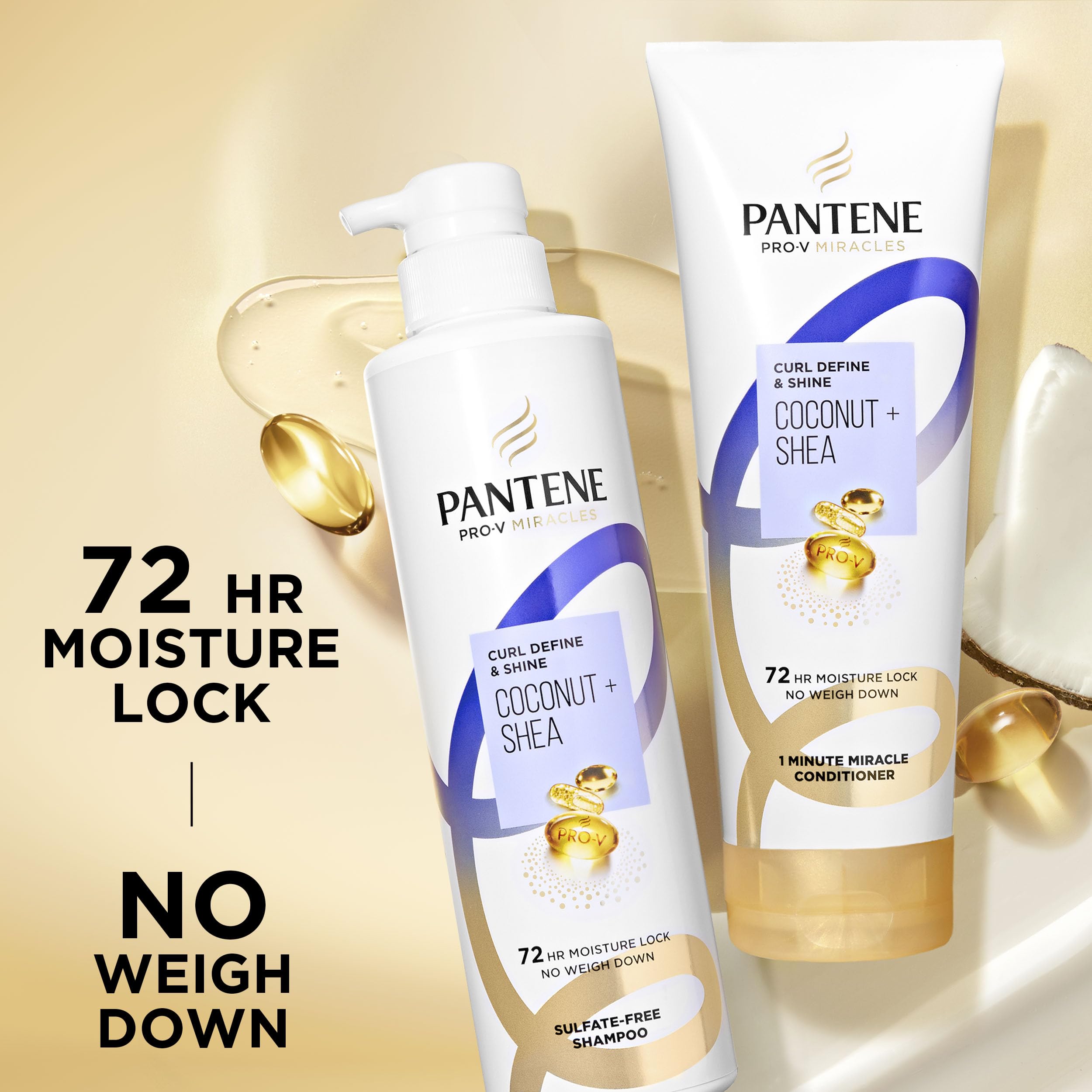 Pantene Pro-V before and after curls showing improved definition