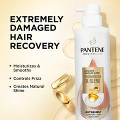 Pantene label close-up highlighting ingredients and usage benefits