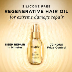 Pantene pump dispensing oil illustrating easy control and mess‑free use