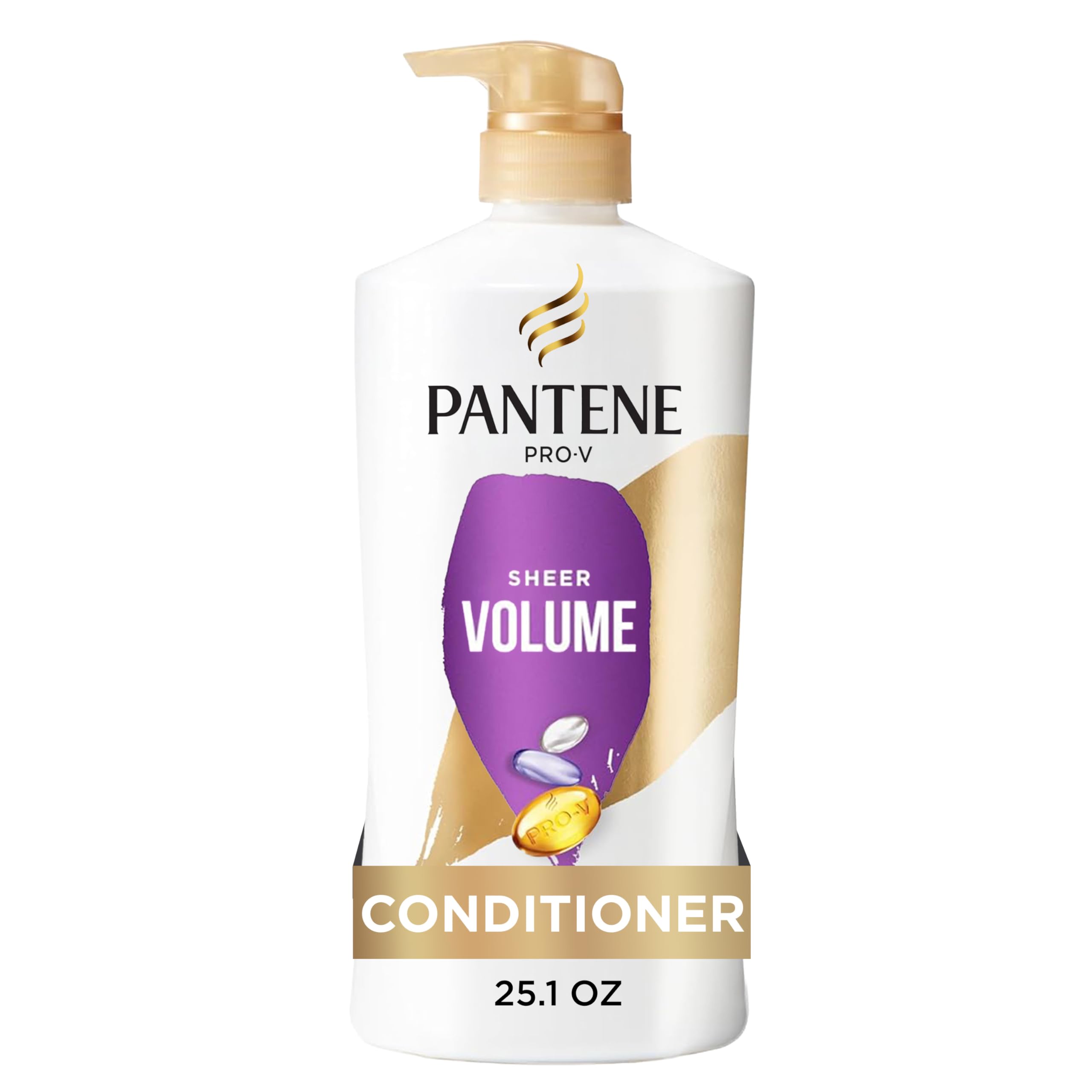 Pantene front bottle showing label and volume promise for quick identification and benefit