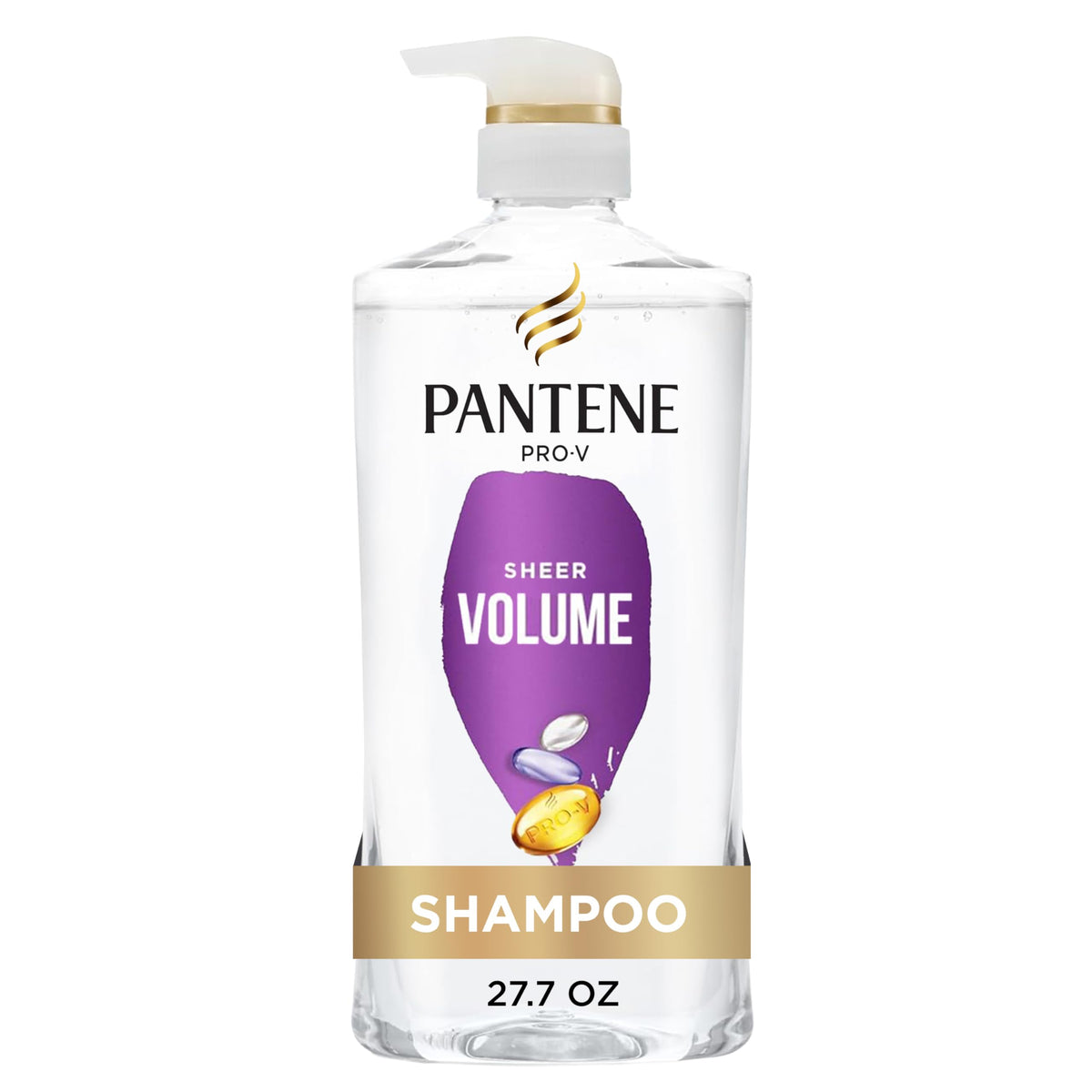 Pantene sheer volume front packaging showing product benefits and size