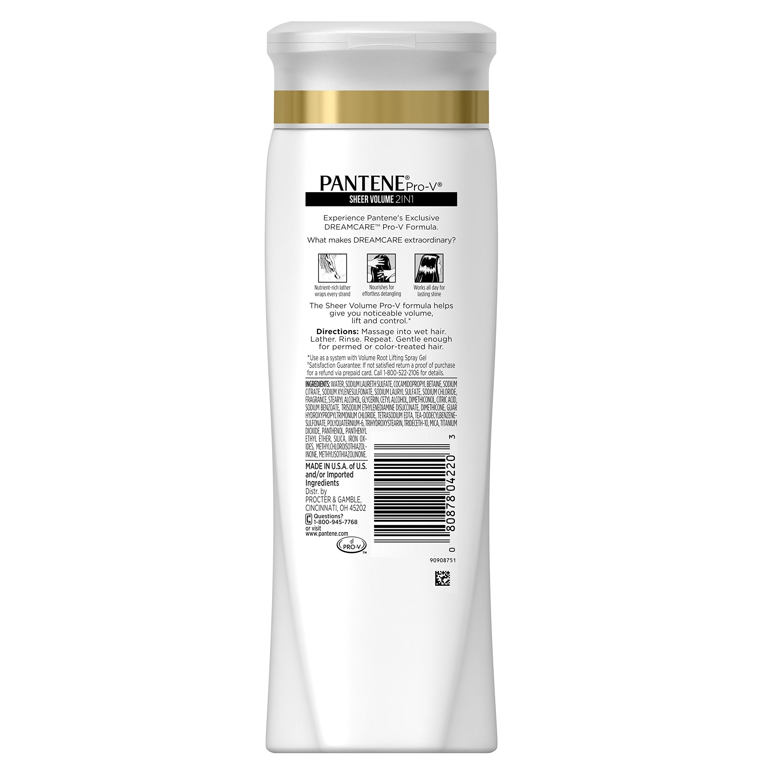 Pantene being poured and lathered showing lightweight conditioning benefit
