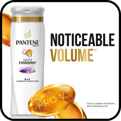 Pantene bottle beside ruler showing 12.6 oz size for travel planning benefit