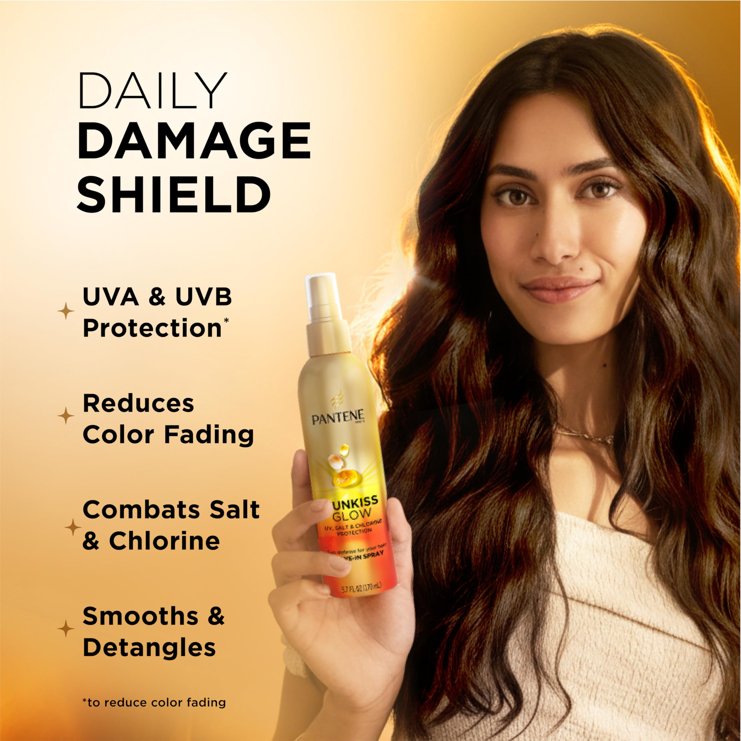 Pantene Sunkiss Glow close-up of lightweight mist texture and finish