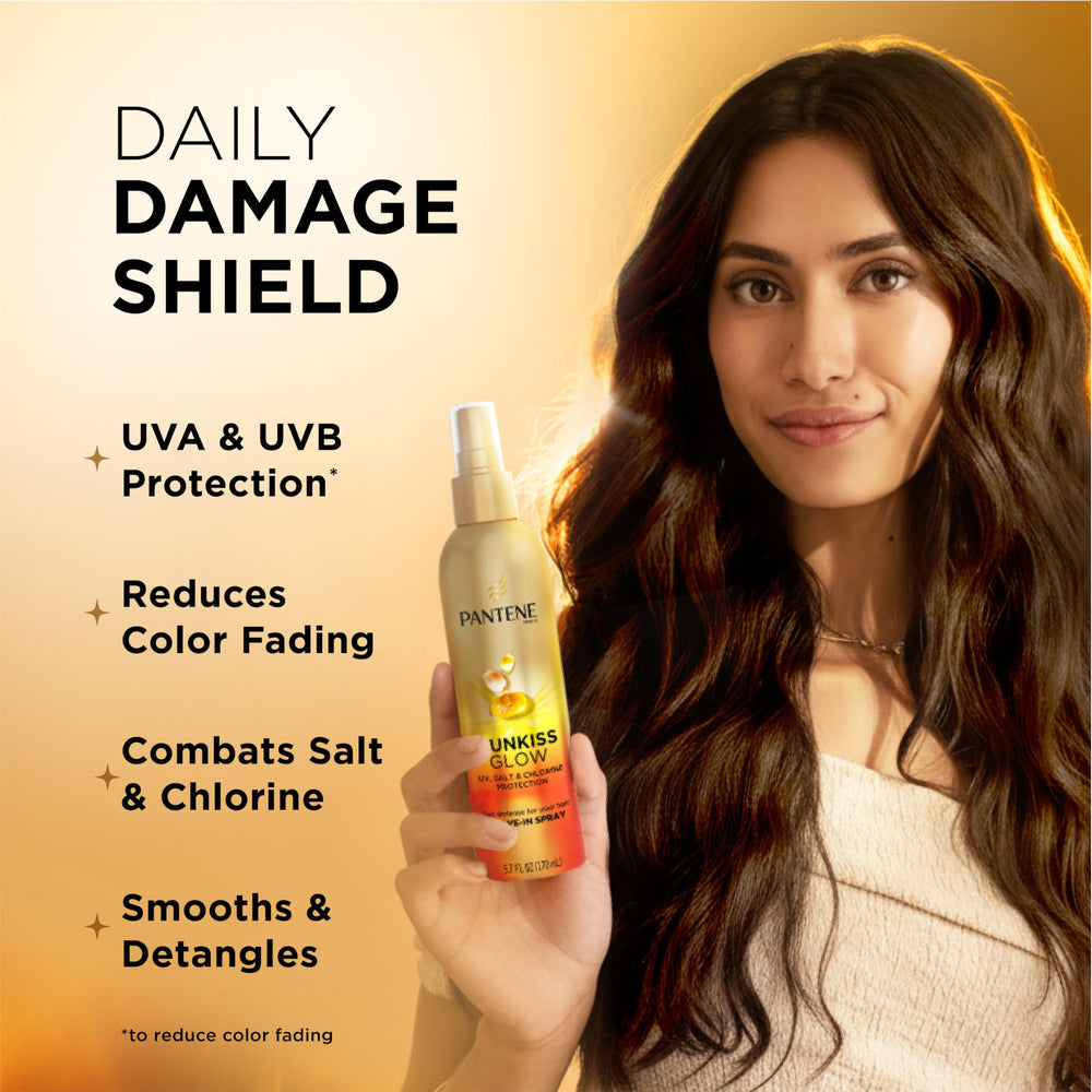 Pantene Sunkiss Glow close-up of lightweight mist texture and finish
