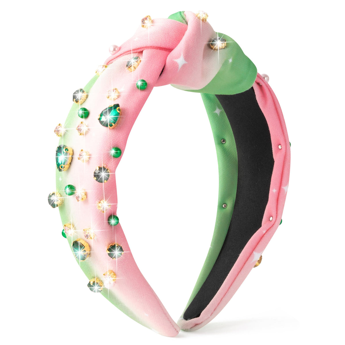 PANTIDE front view of jeweled knotted headband showing full design and sparkle