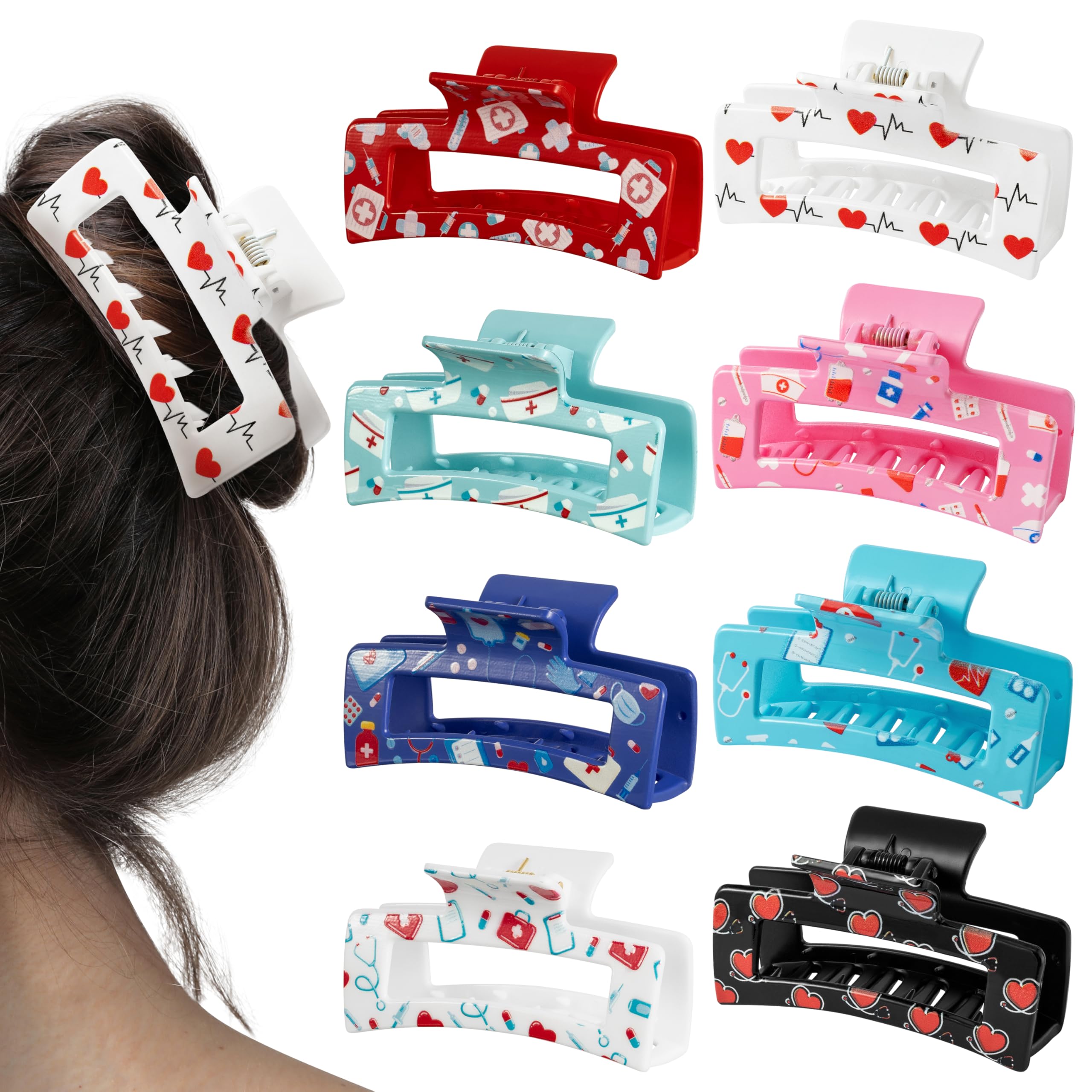 PANTIDE front packaging showing eight nurse-themed claw clips, practical gift