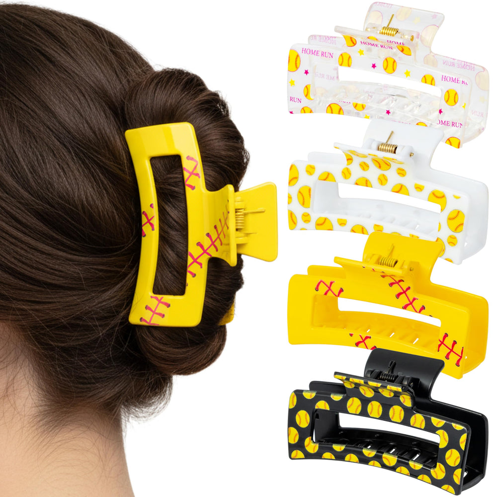 PANTIDE front packaging showing 4 softball-themed hair clips and colors for easy selection