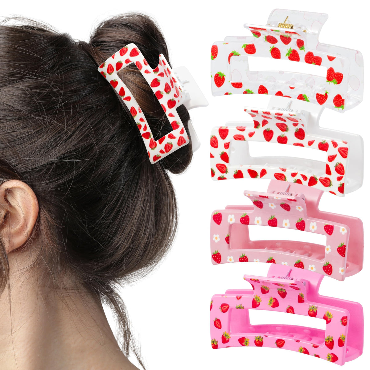 PANTIDE front view showing four strawberry clips and colorful patterns