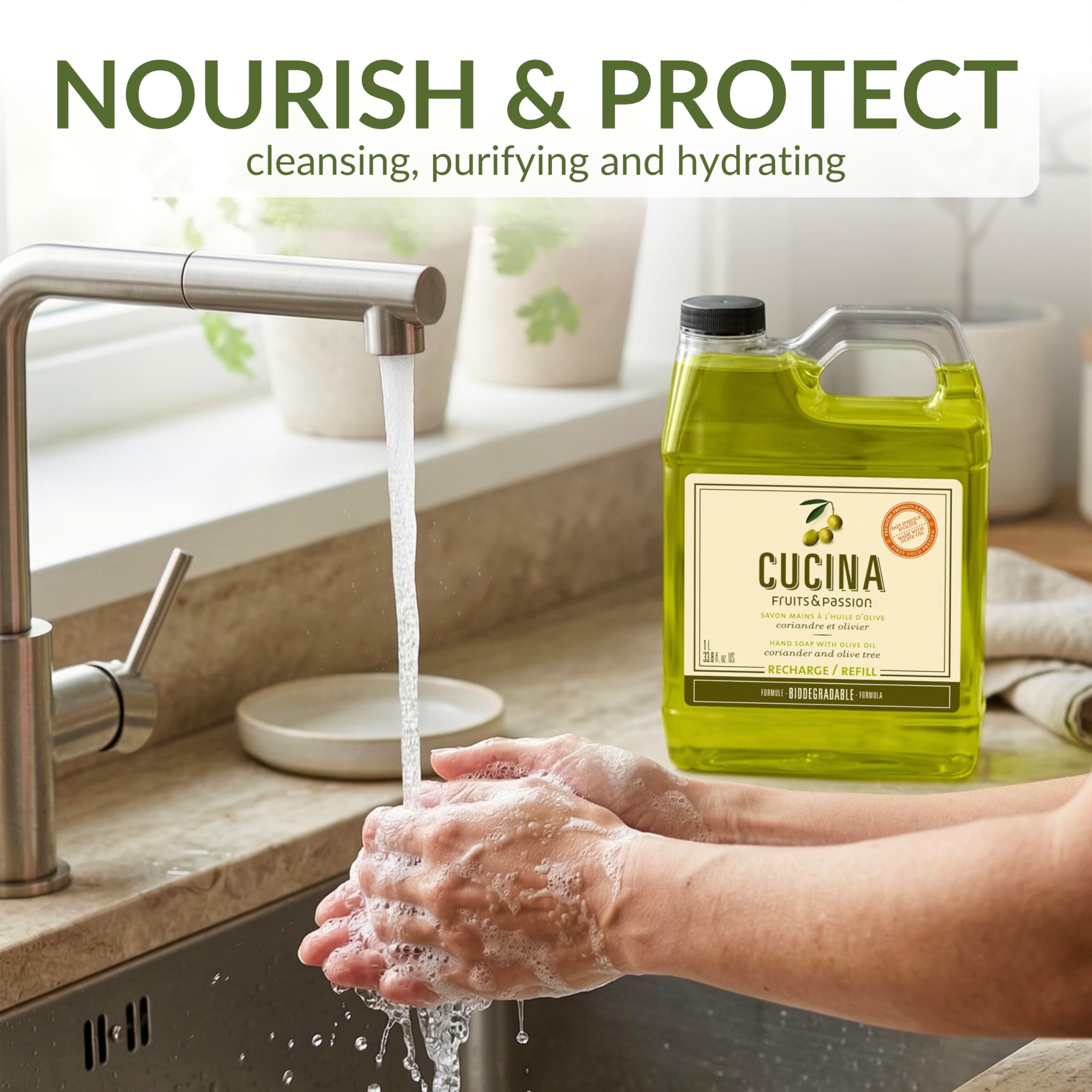 PANZERR dispensed soap on palm illustrating gentle cleansing benefit
