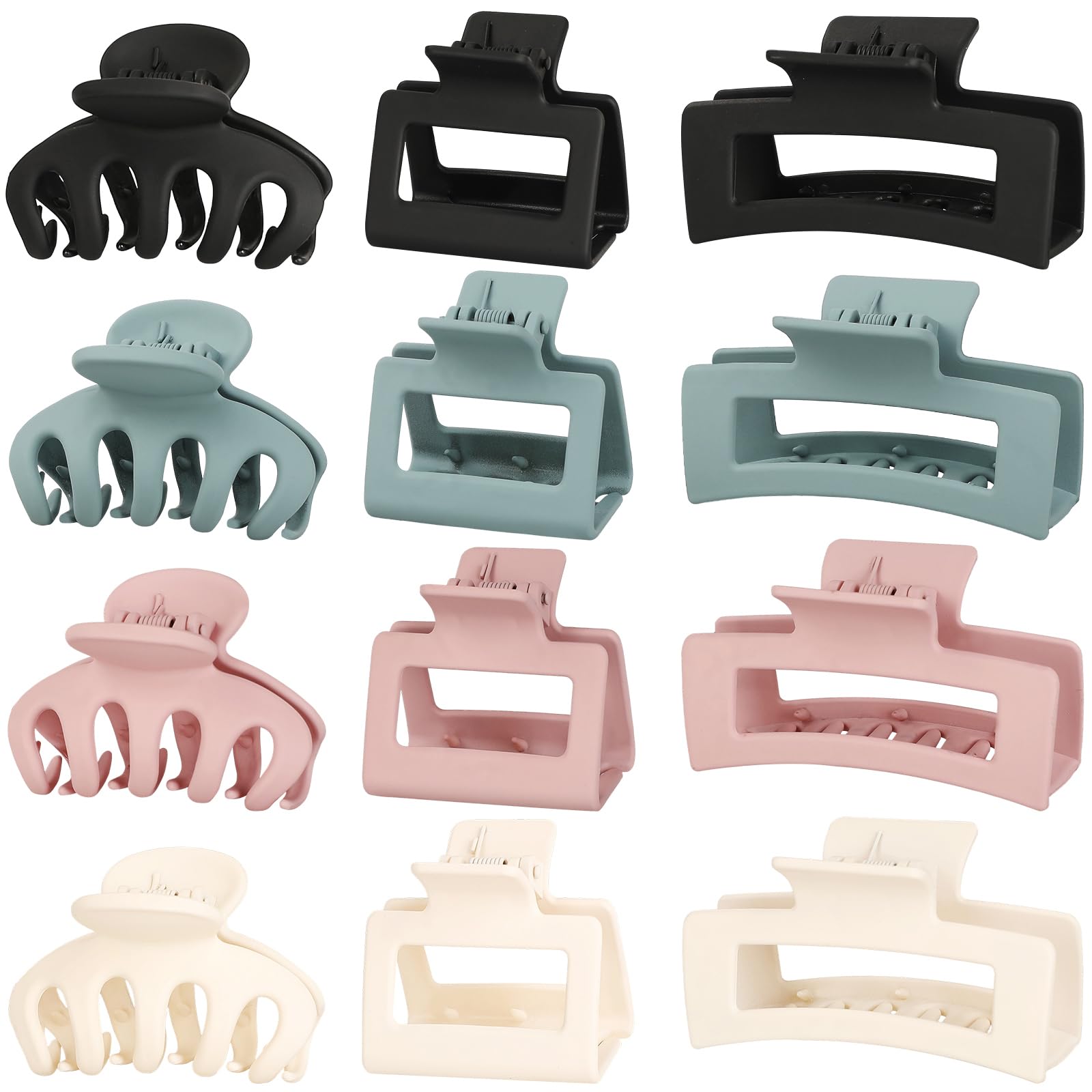 PAOFUPOS front packaging showing 12 matte hair claw clips and gift box benefit convenience