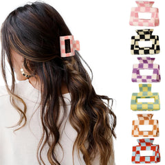 papasgix front view of six checkered clips showing colorful variety and easy styling