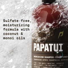 PAPATUI coconut and monoi ingredients still life illustrating nourishing oils