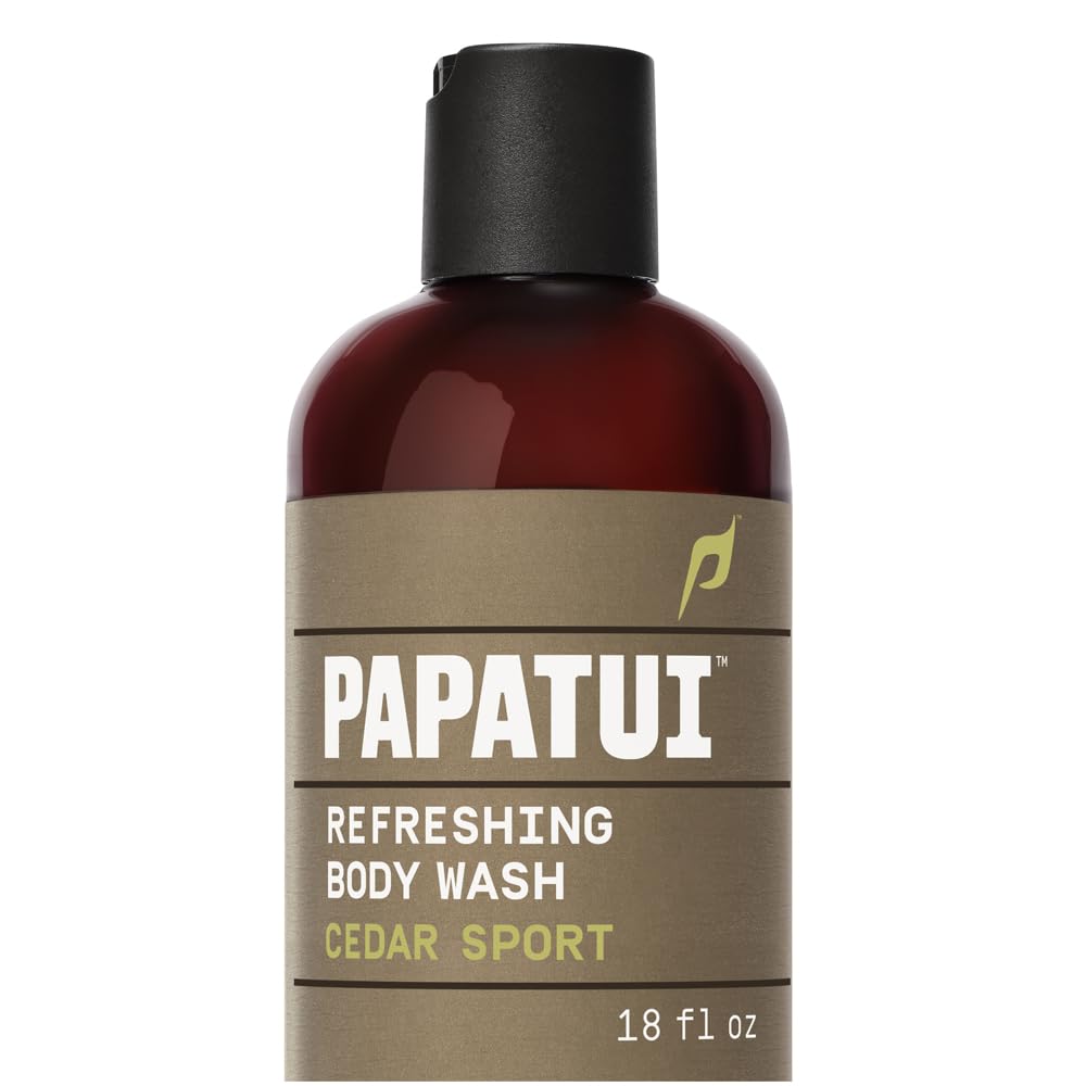 PAPATUI front bottle showing cedar sport scent and brand benefit