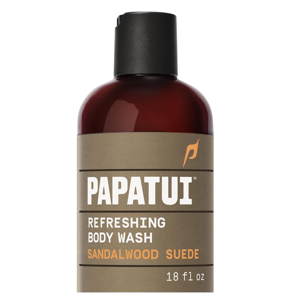 PAPATUI front bottle showing label and sandalwood suede scent for confident grooming