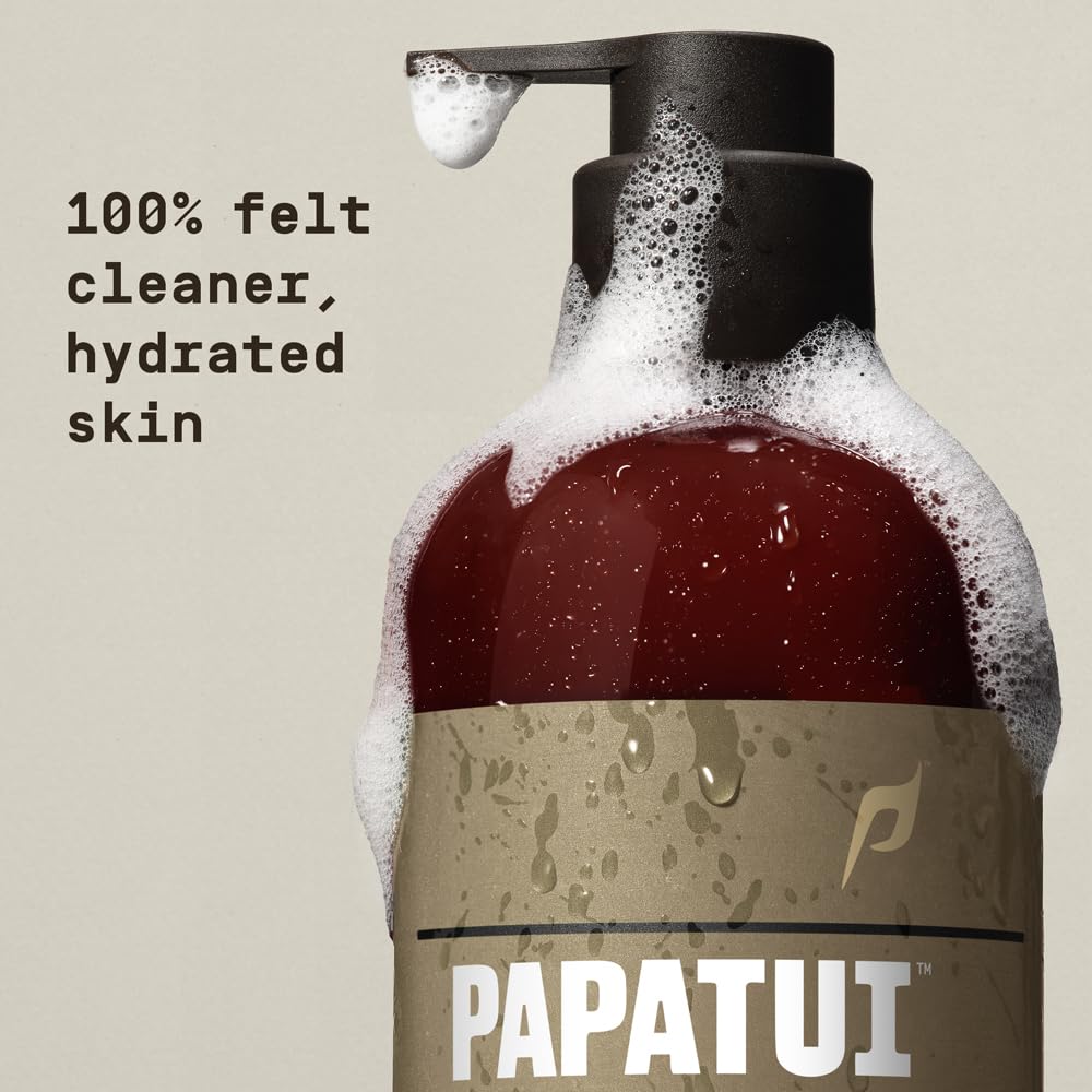PAPATUI in-shower use with hand showing easy lather and hydration