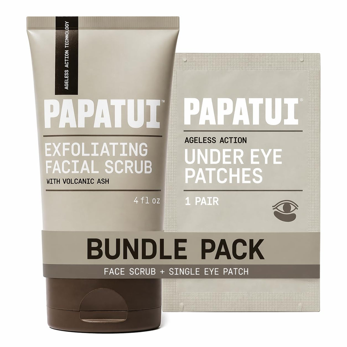 PAPATUI scrub front packaging showing clean unscented design and benefits