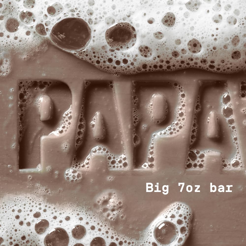 PAPATUI bar soap on shower shelf illustrating proper drainage for longer life