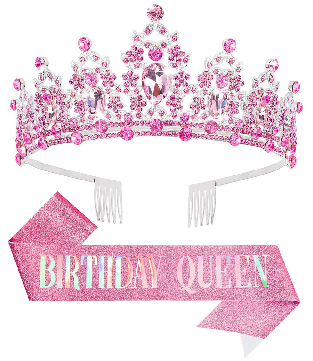 Papoopy tiara and sash front view showing coordinated design and celebration-ready look