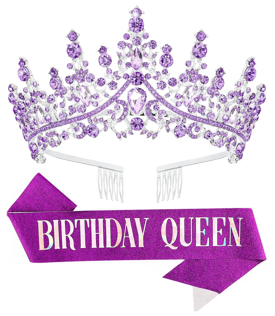 papoopy purple tiara front view showing elegant shape and polished finish