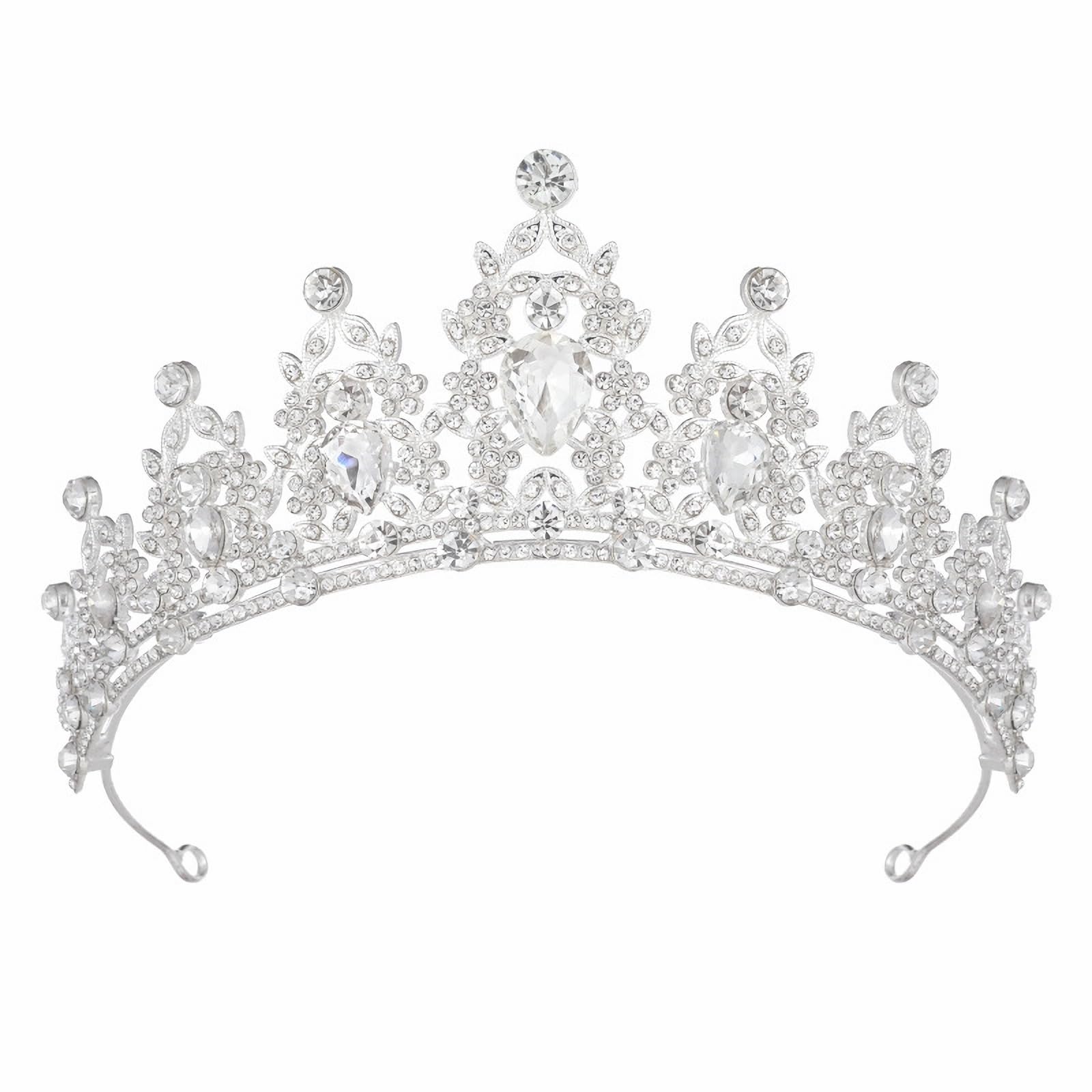 Papoopy silver tiara front view showing elegant shine and regal shape