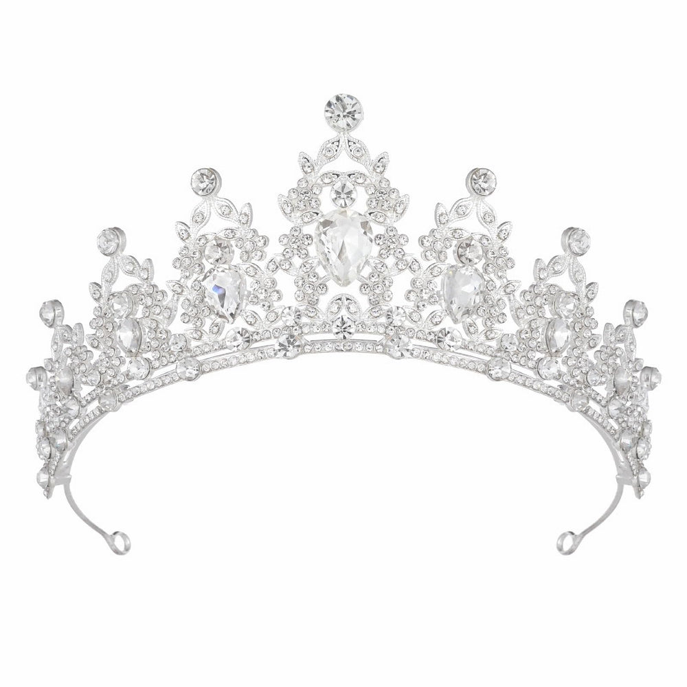 Papoopy silver tiara front view showing elegant shine and regal shape
