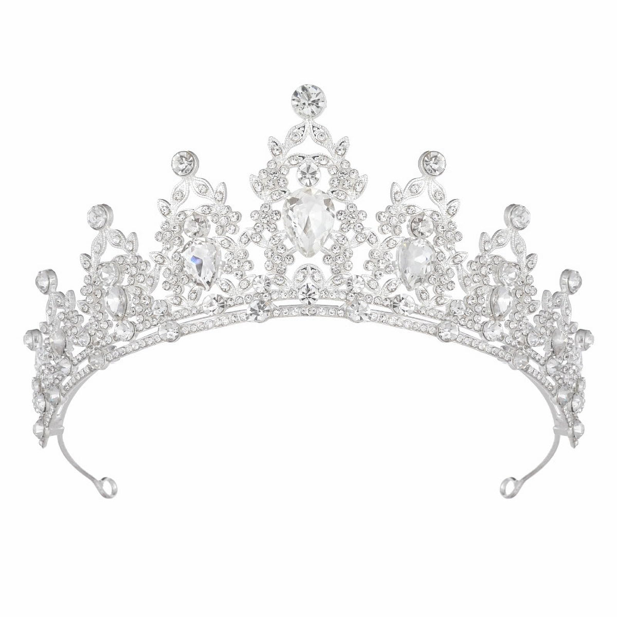 Papoopy silver tiara front view showing elegant shine and regal shape