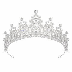 Papoopy silver tiara front view showing elegant shine and regal shape