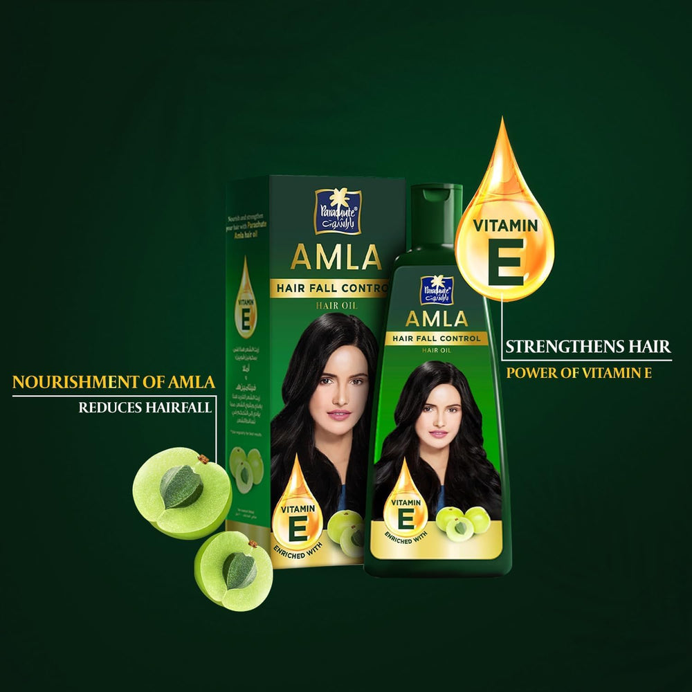 Parachute Advansed amla oil pouring to show lightweight texture and absorption