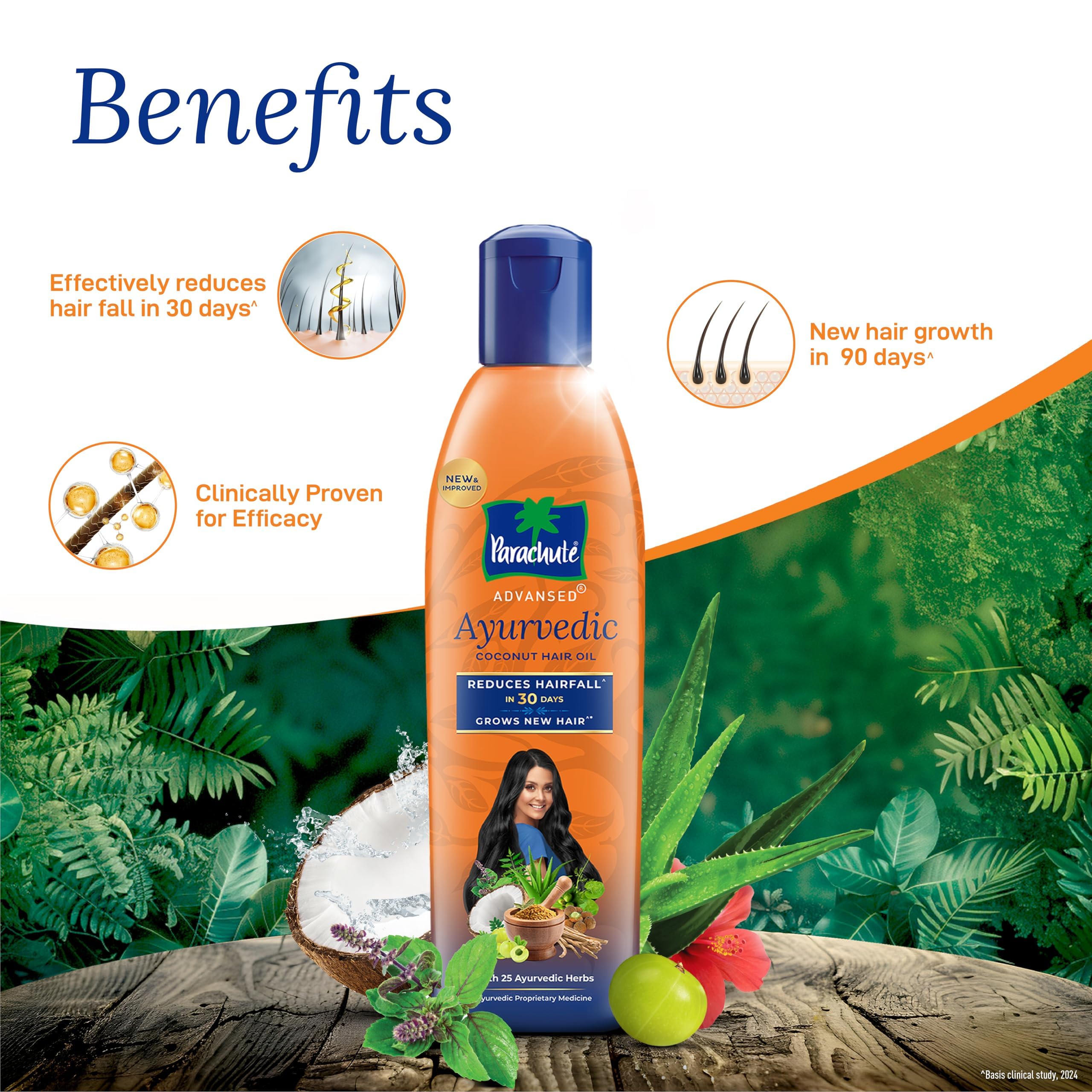 Parachute Advansed bottle held in hand to show 300ml scale and portability