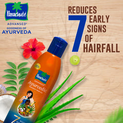 Parachute Advansed tulsi and amla ingredient close-up highlighting natural potency