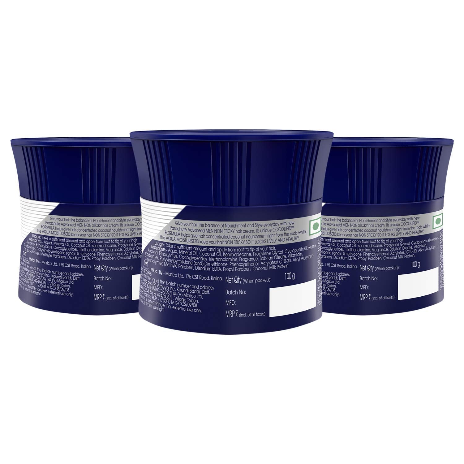 Parachute Advansed opened jar showing creamy coconut texture and hydration