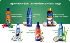 Parachute Advansed bottle next to a ruler showing real size and travel-friendly benefit