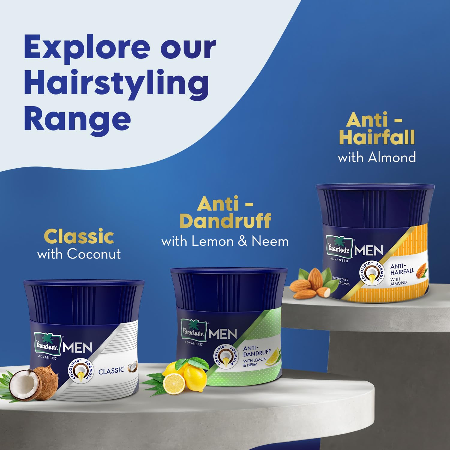 Parachute Advansed three-pack next to ruler showing compact travel-friendly size