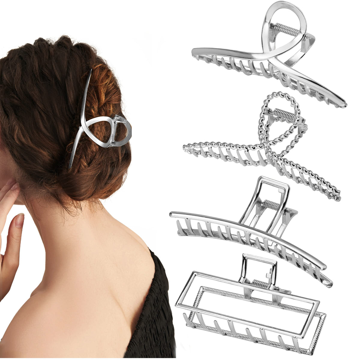 Parcce front packaging showing four silver clips and retail presentation benefit versatility