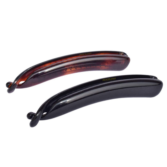 Parcelona clip front packaging showing tortoise shell-black finish and elegant design