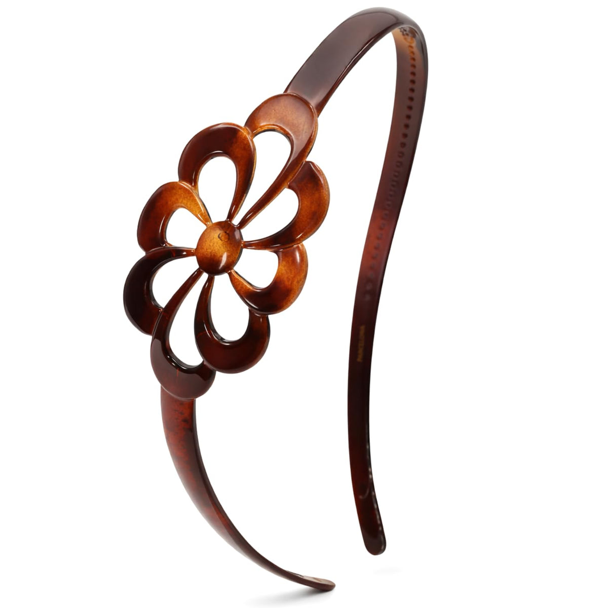 Parcelona headband front view showing wide flower design and refined style