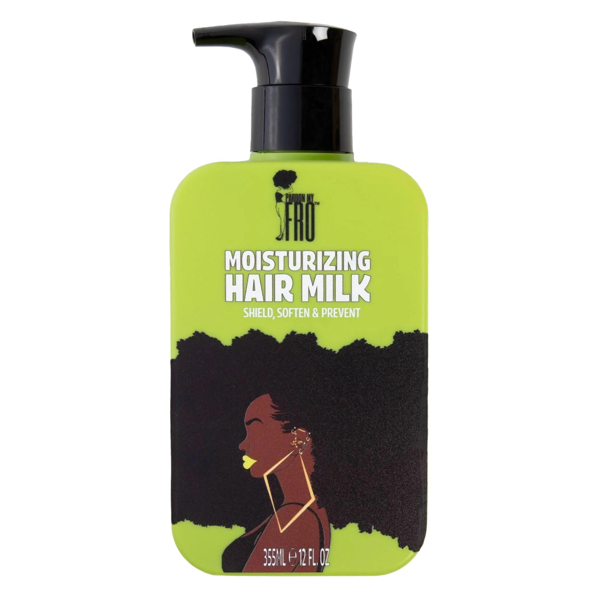 Pardon My Fro front bottle shot showing label and 12 fl oz size benefit