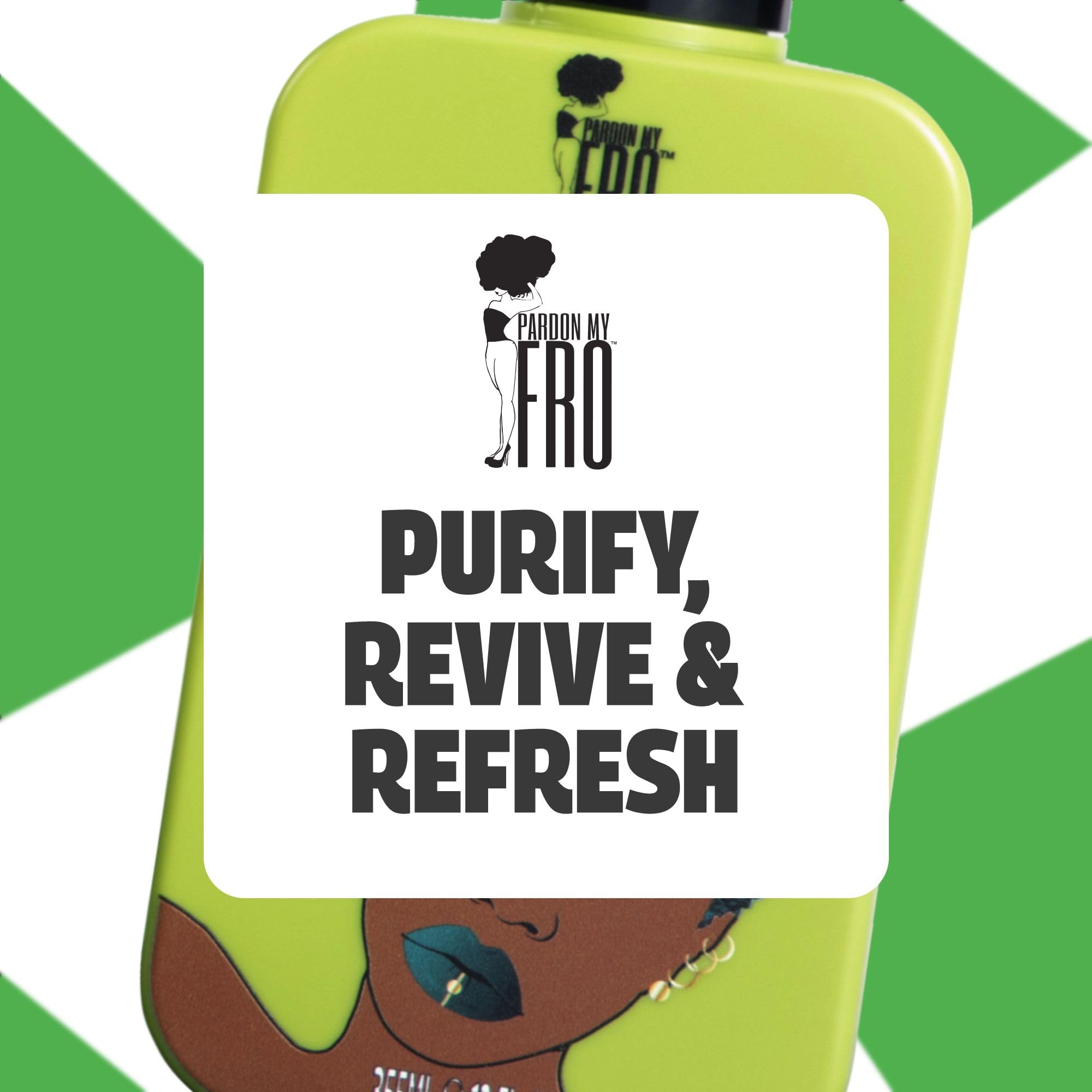 Pardon My Fro jar in hand to show true 12 fl oz scale for purchasing clarity