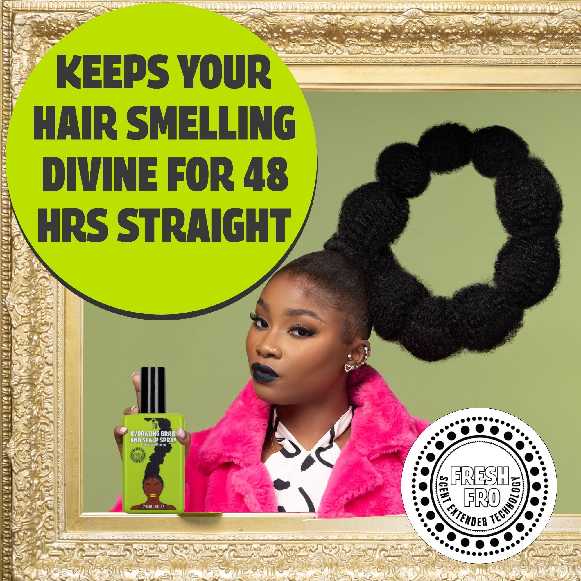 Pardon My Fro mist settling on braid texture to hydrate without residue