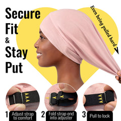 PARISBELLA bonnet worn in bedroom for comfortable all-night wear
