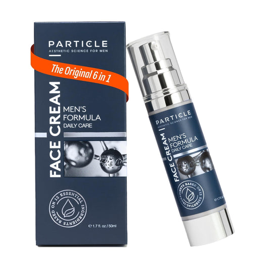 Particle front bottle portrait showing sleek travel-ready packaging and easy use